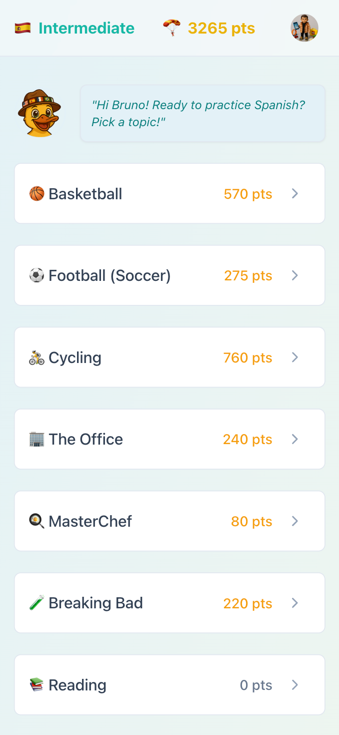 Topic Selection Interface